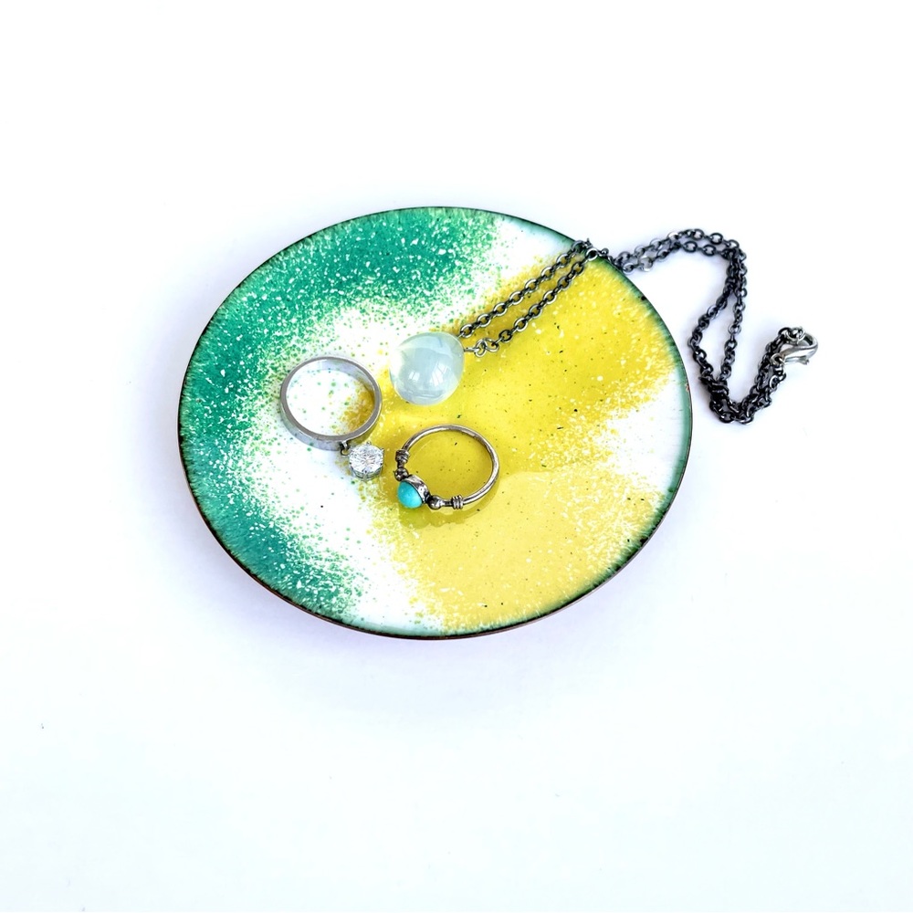Vintage Enamelled Copper Trinket Dish